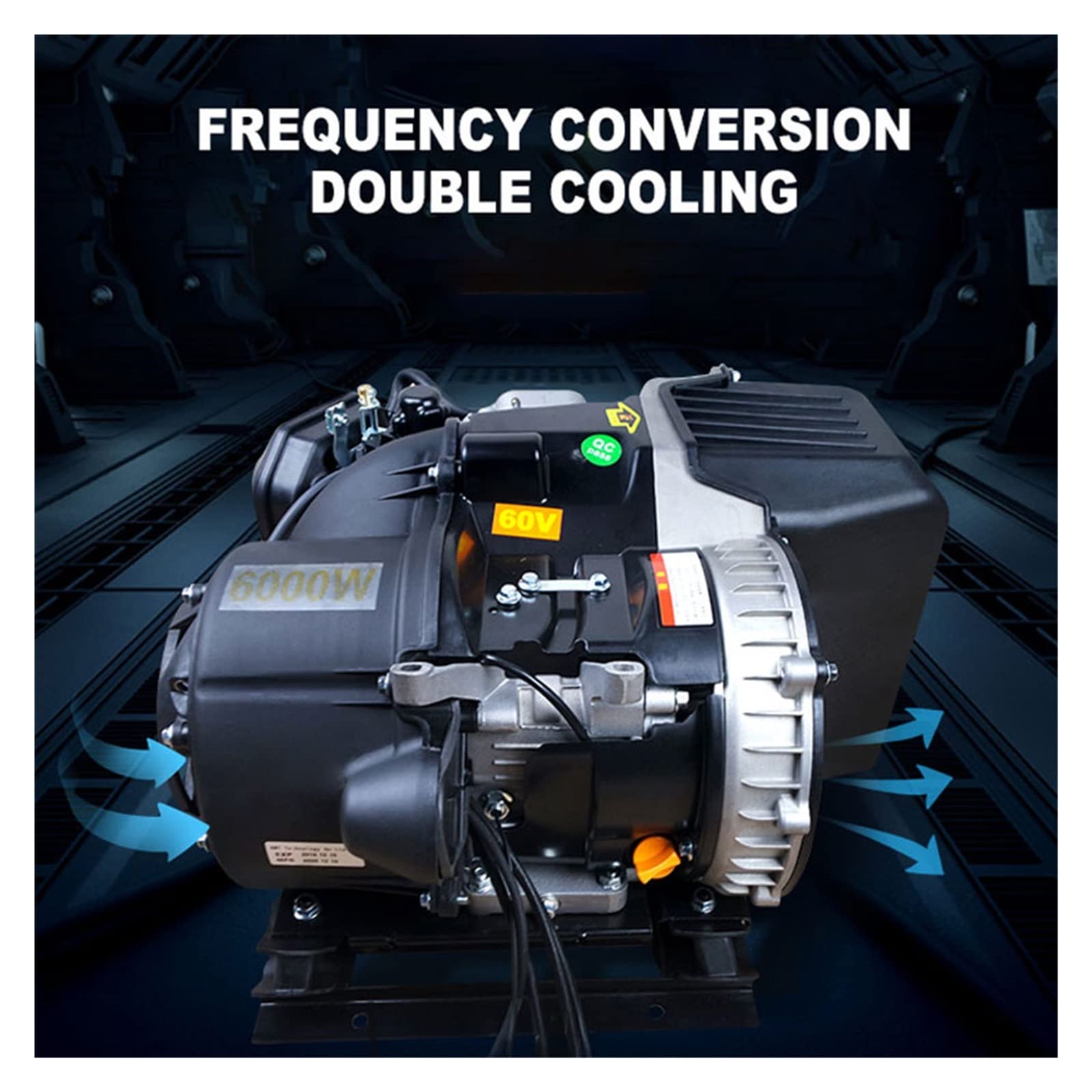 60V 72V 6KW Auto Veicolo Elettrico Generatore di conversione di frequenza muto doppio raffreddamento Generatore Elettrico Power-driven senza olio per professionisti e fai da te(72V 5KW)