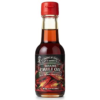 SUMIRE Japanese Chili Oil Rayu, 3.5 fl oz 100ml Premium Roasted Sesame Oil Base No Canola/Corn Oil, Infused with Red Chili Peppers for Ramen, Gyoza & Pizza Artisan Made
