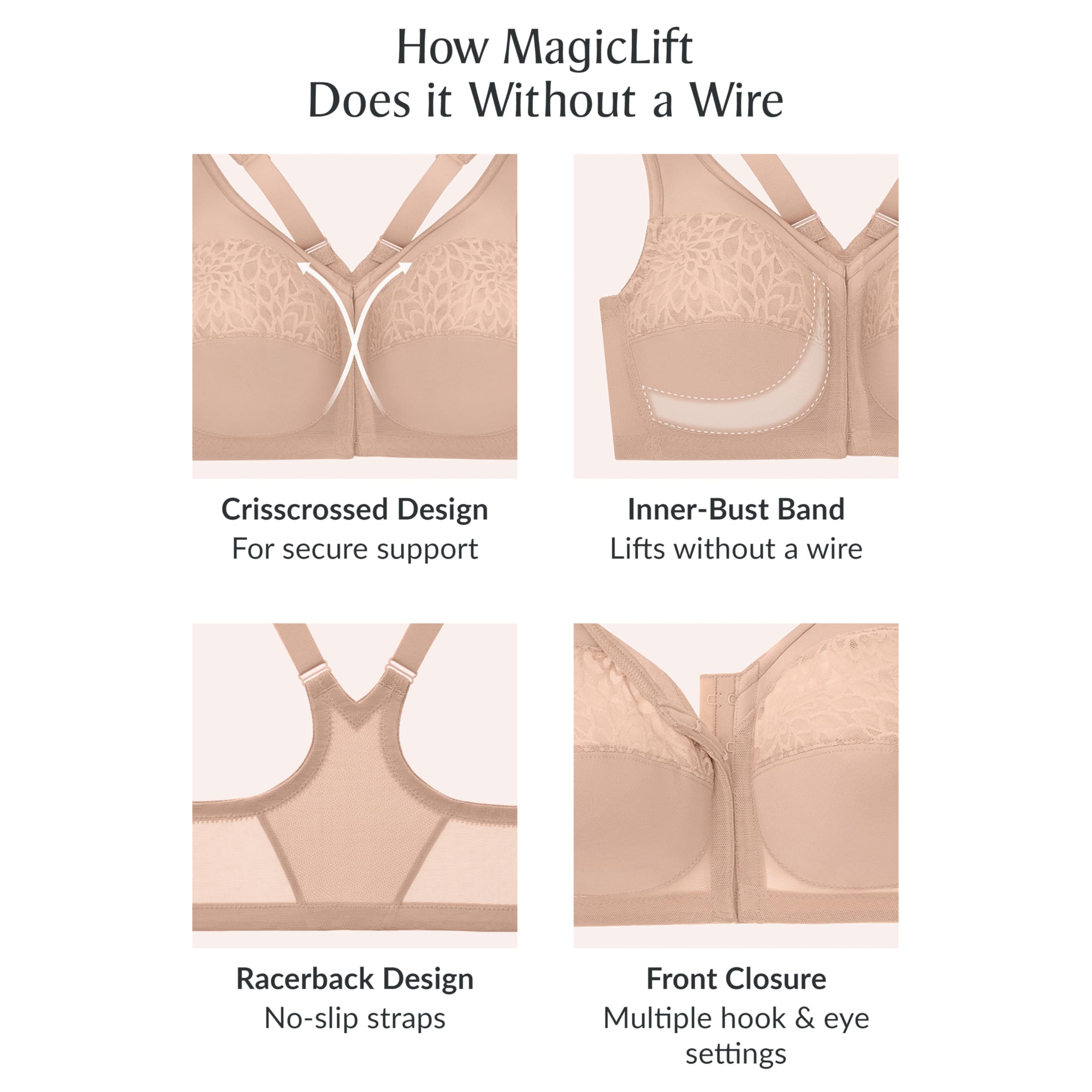 Glamorise Magiclift Dos Nageur sans Armature #1206 Full Coverage Bra Femme (Lot de 1)