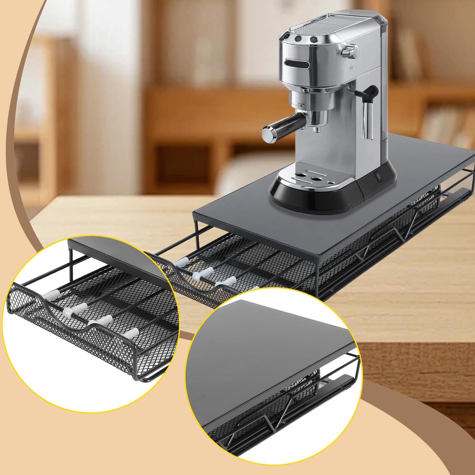 Vassoio Antipolvere di Grande capacità per Cassetti Porta Capsule di caffè, Ideale per Cucina, Bar E Ufficio.