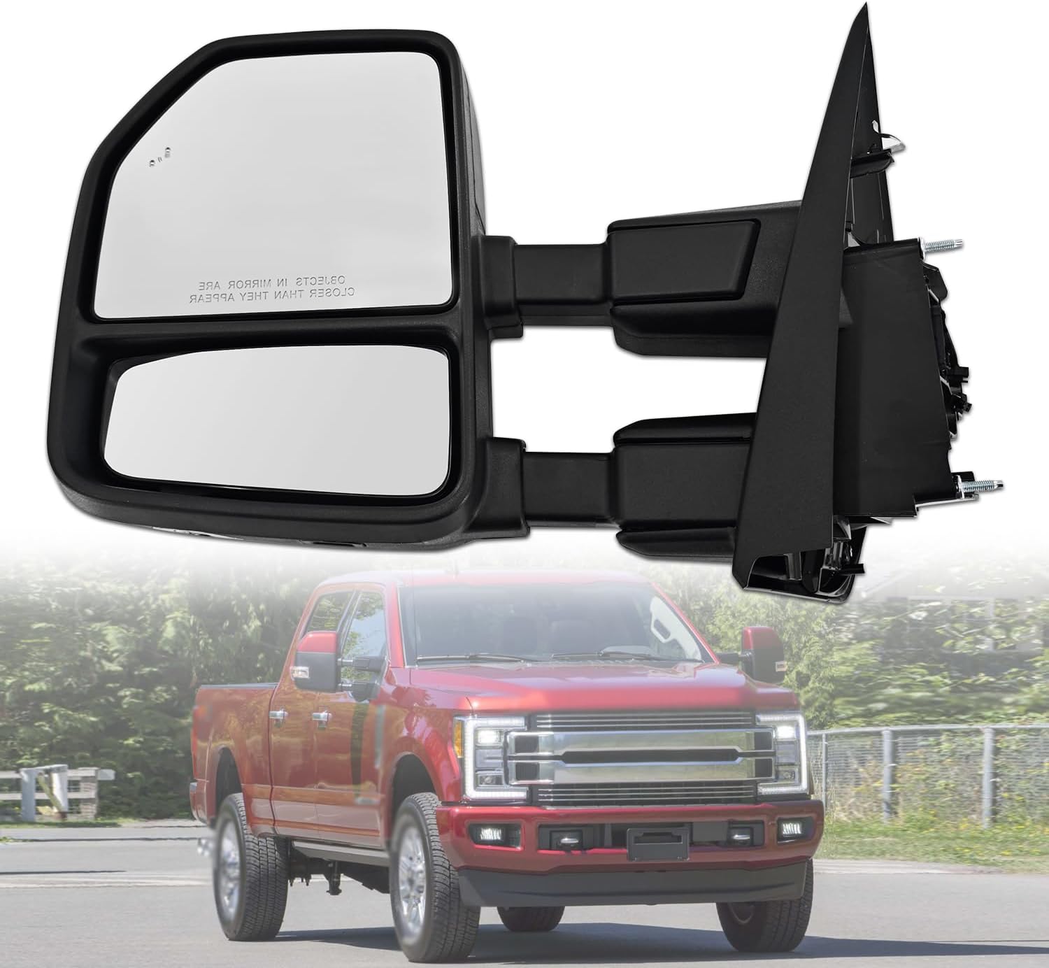 Left Driver Side Tow Mirror Fits for 2017-2022 Ford F250 F350 F450 Support BSM Power Glass Adjustment Power Heated Manual Folding with Signal Light with Turn Signal Light & Puddle Light