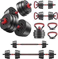 Vista 1 de Fitvids Adjustable Dumbbell Set, 40/60LBS Free Weight Set, Multi-Functional Portable Changeable Dumbbell Barbell Kettlebell Set for Home, Multiple