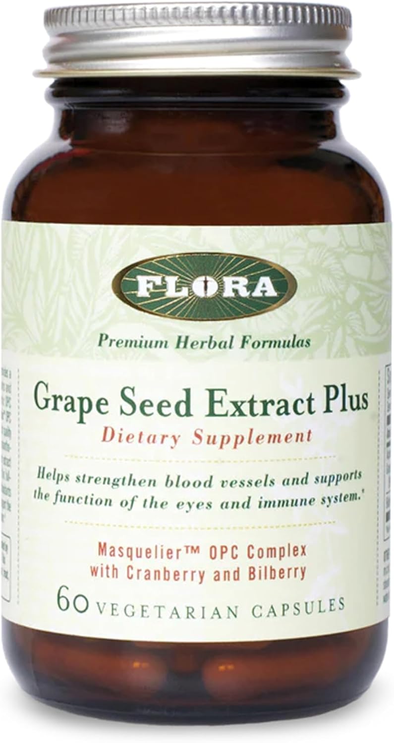 Flora - Grape Seed Extract Plus - Supports Immune & Cellular Health - Contains Bilberry Fruit Extract - Non-GMO & Vegan - 60 Vegetarian Capsules