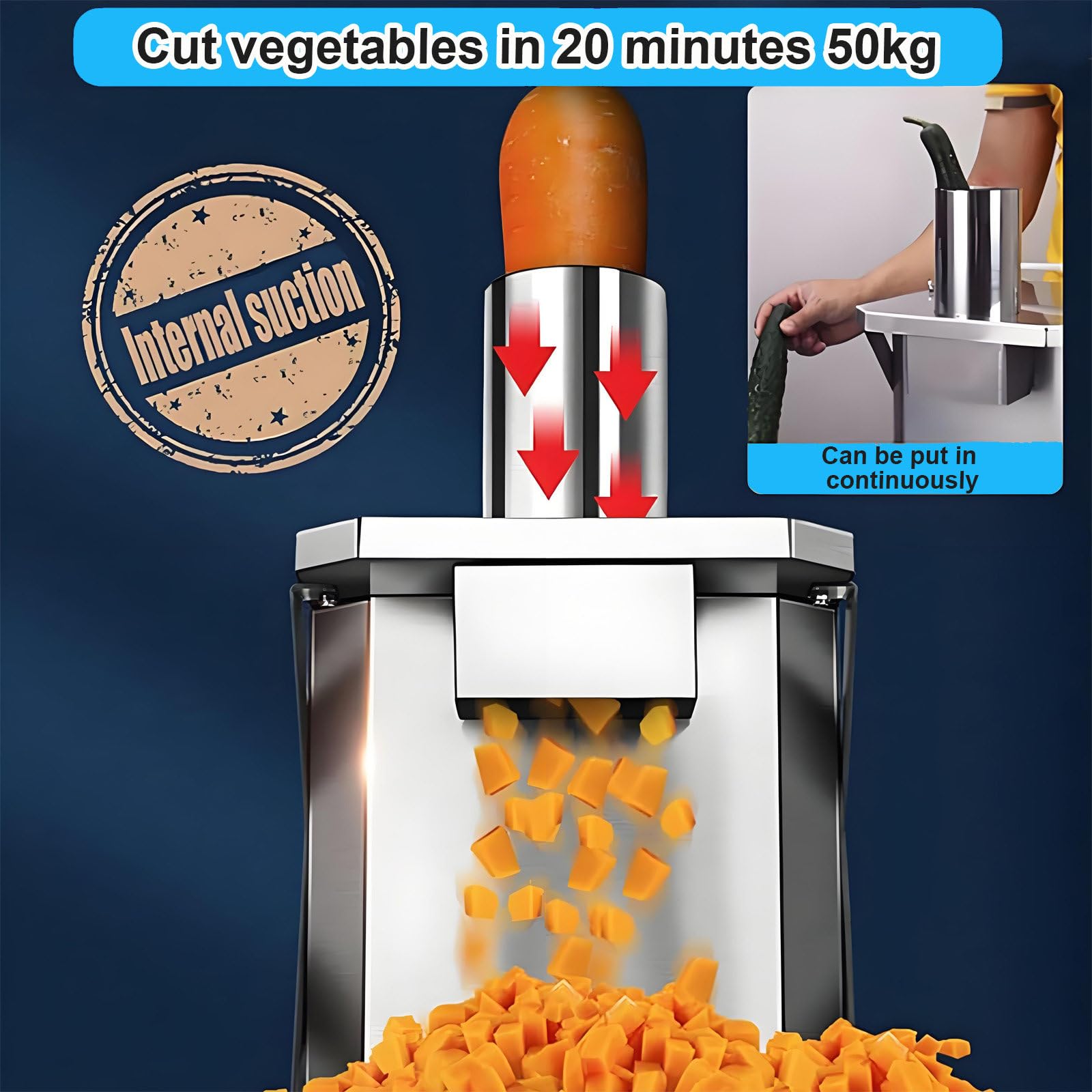 Tagliaverdure Elettrico da 250 W, tagliaverdure Automatico per Frutta e Verdura con stampi per Tagliare a cubetti da 6/8/9/12/15 mm, tagliaverdure Elettrico per cipolle