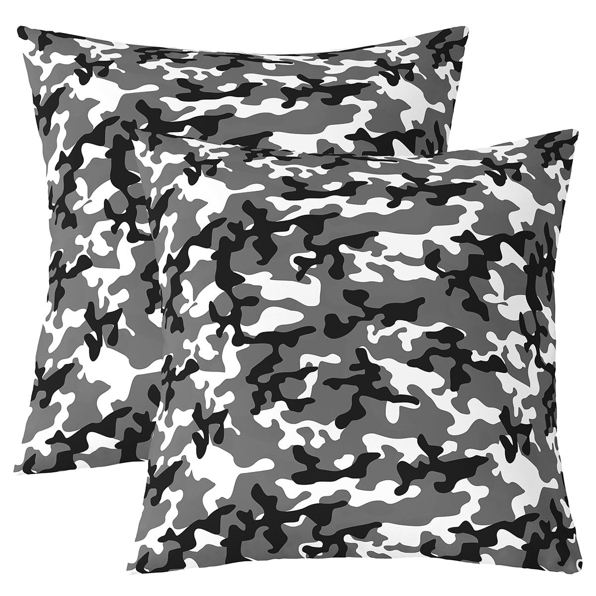 Homemissing Army Camouflage Cushion Covers Set of 2 50x50cm For Sofa Couch Chair Kids Boys Teens Men Black Grey Camo Pillow Covers Colorful Art Cushion Case Military Style Pillow Cases โ image 1