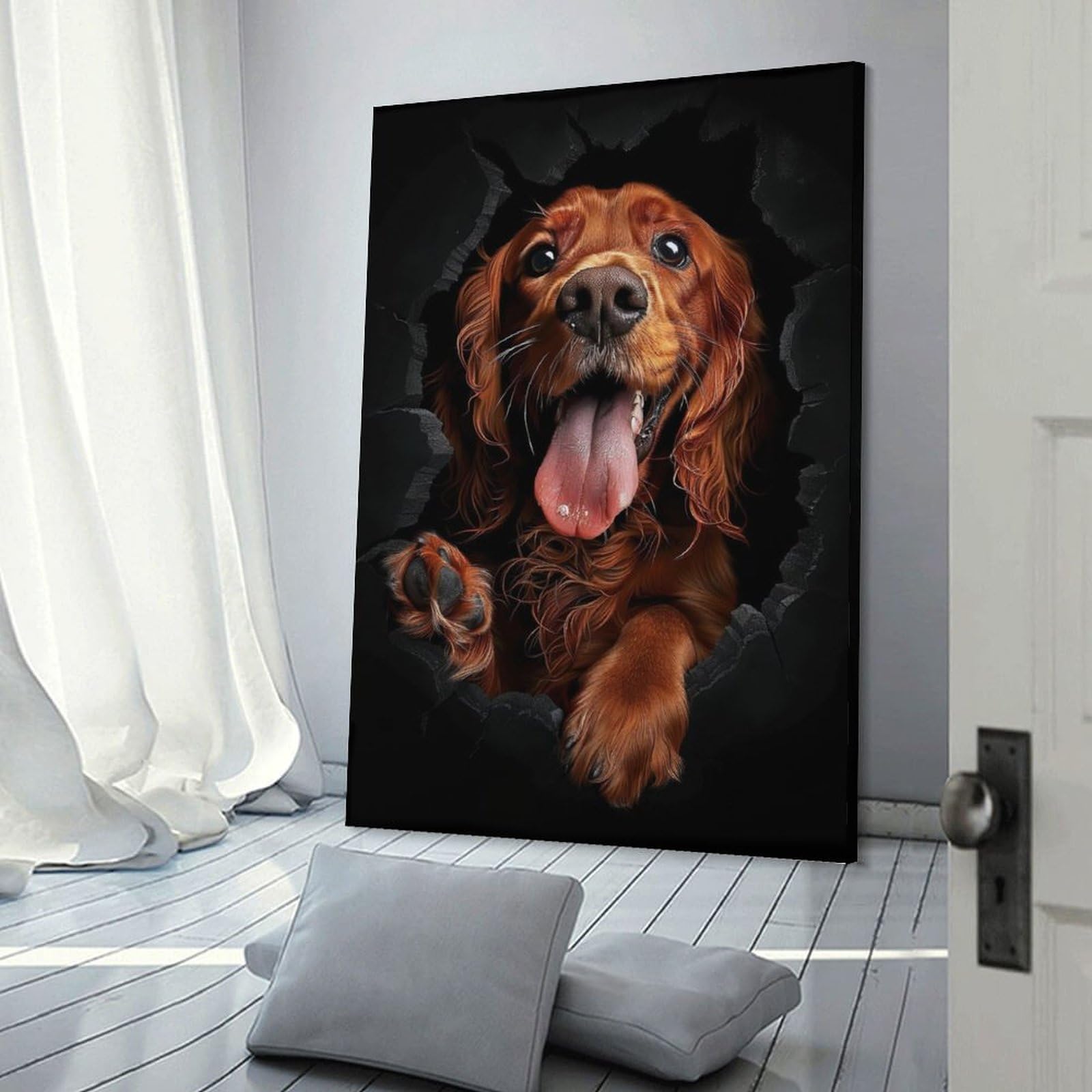 Junmoney Cocker Spaniel Dog Wall Art Print Decorative Canvas Print 24x36inch(60x90cm), for Corridors, Hallways Or Apartment Entries, Decorative Wall Art for Narrow Spaces