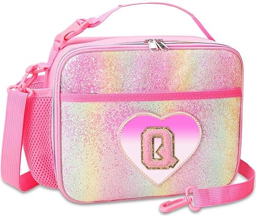 Miniatura 45 de RHCPFOVR Lonchera con inicial para niños, lonchera aislada para niños y niñas, lonchera lavable y lonchera reutilizable a prueba de fugas para la