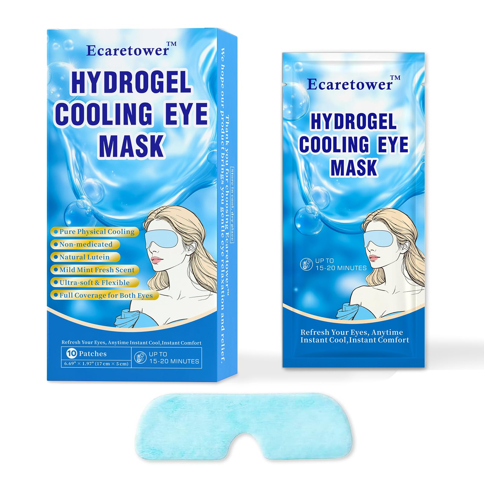 Ecaretower 10 Pack Disposable Cooling Eye Masks, U-Shaped Full-Eye
