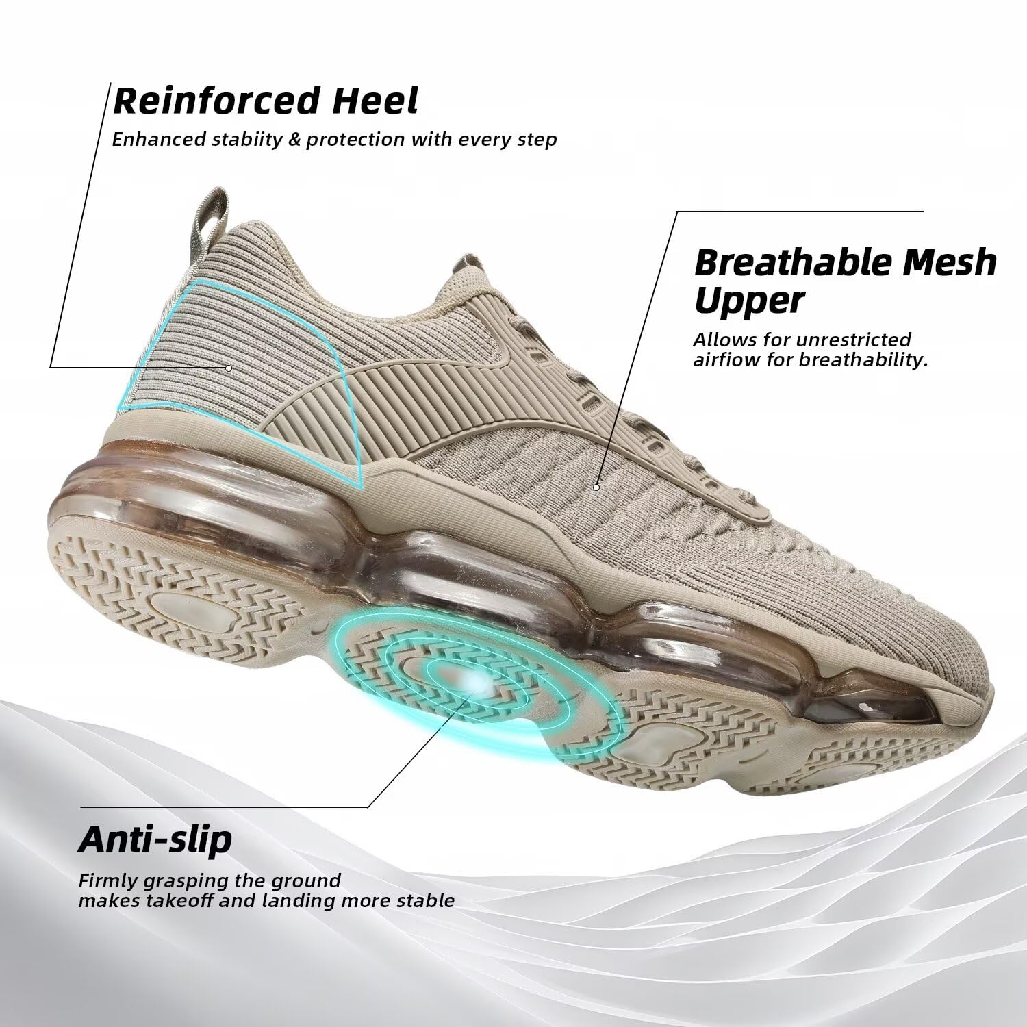 Mens Running Shoes Air Low Top Comfort Walking Lace Up Sneakers Breathable Fashion Tennis Sport Gym Fitness Cross Trainers