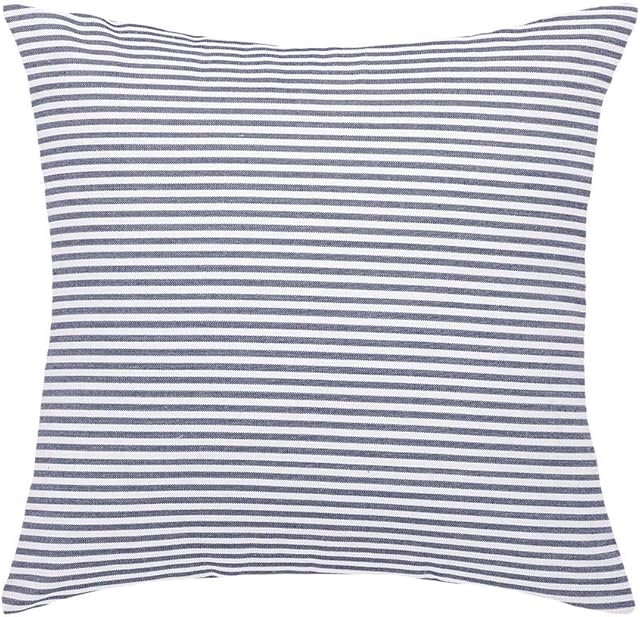 sourcing map Striped Canvas Cushion Covers 1PC, Throw Pillow Covers with Zipper for Sofa Bedroom-Decorative Couch Pillow Covers 45x45 Cm/18x18 In, Blue & White Throw Pillow Cases