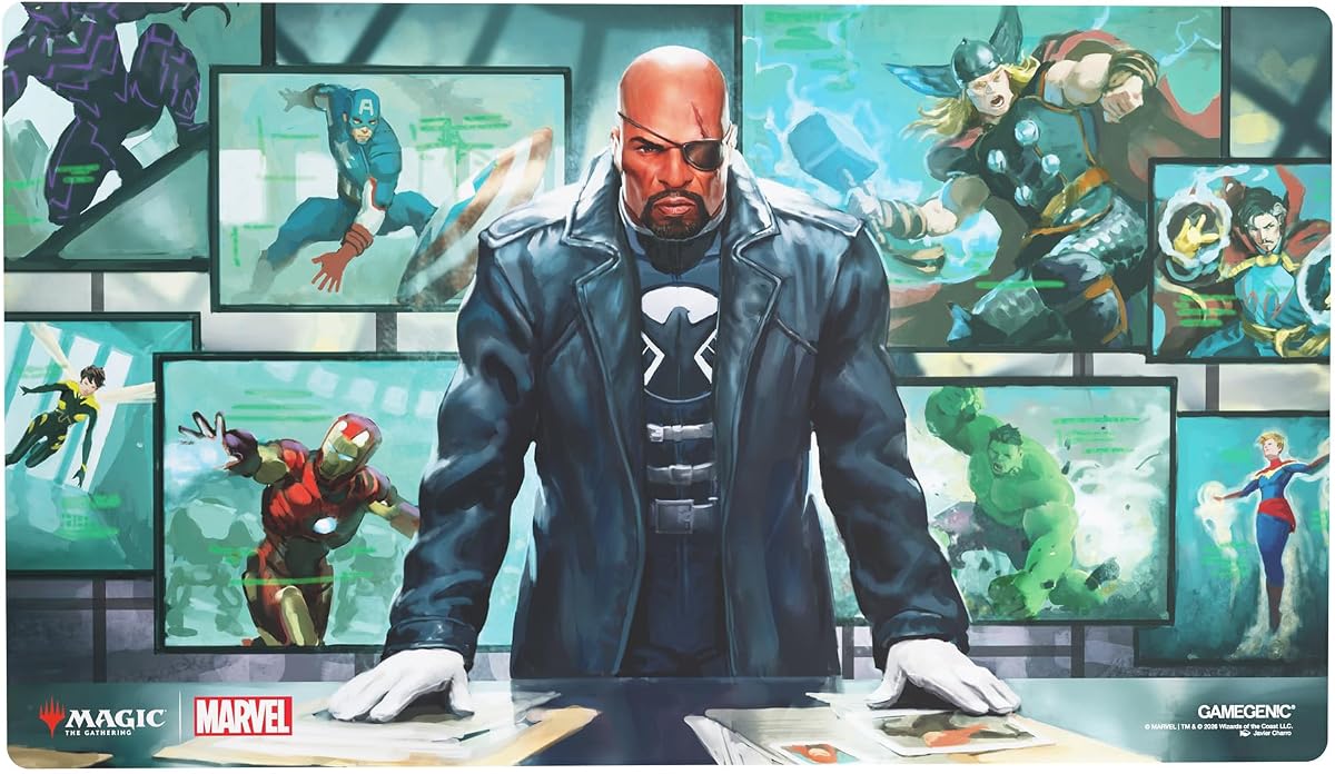 Magic: The Gathering Marvel Super Heroes Prime Playmat Director Nick Fury | Gamegenic Premium MTG & TCG Playmat with Anti-Slip Base & Flat Stitched Edges