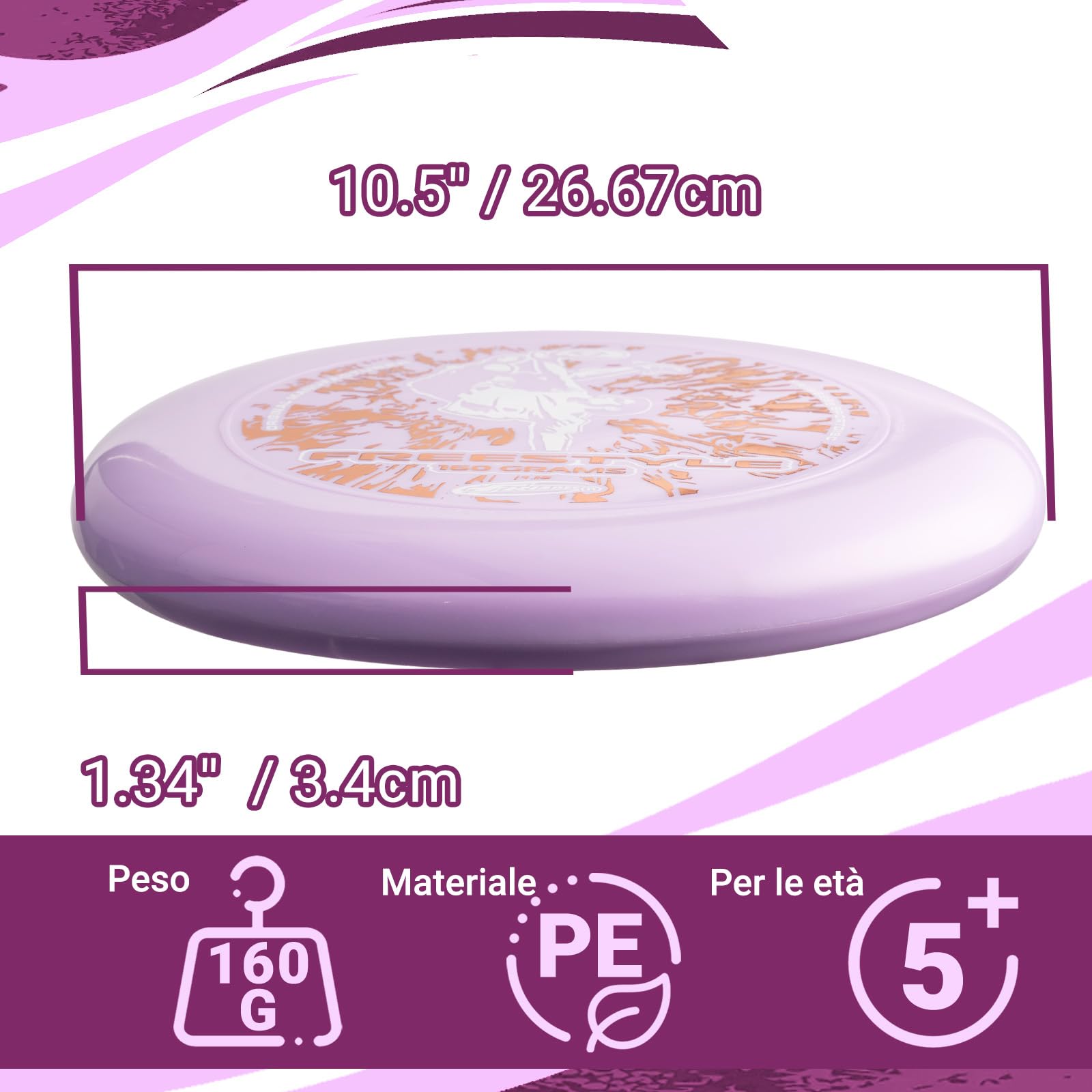 Wham-O Frisbee Freestyle Disc 160g 26,67cm PE Resistente e Flessibile per Spiaggia all'aperto