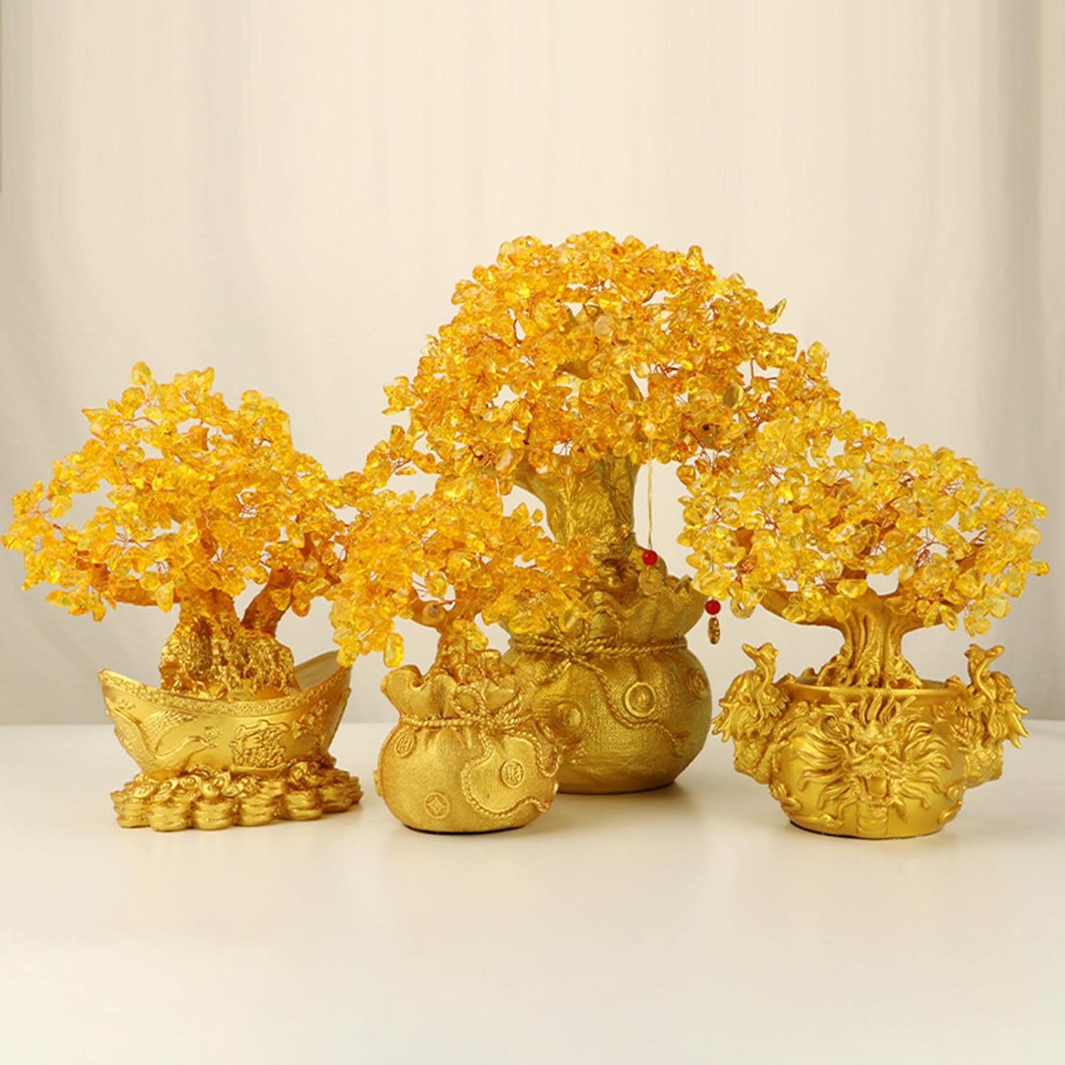 Crystal Money Tree Decor Chinese Feng Shui Lucky-Tree Artwork Desktop Ornament Housewarming Gift Chinese Feng Shui Decorations Creative Lucky Desktop Ornament