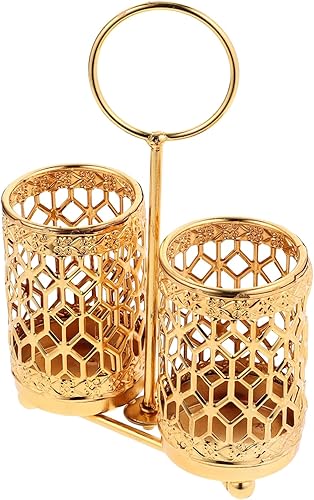 Hemoton Soporte giratorio de utensilios de metal dorado, organizador de cubiertos, tenedor, cuchara, cesta de almacenamiento de cubiertos para