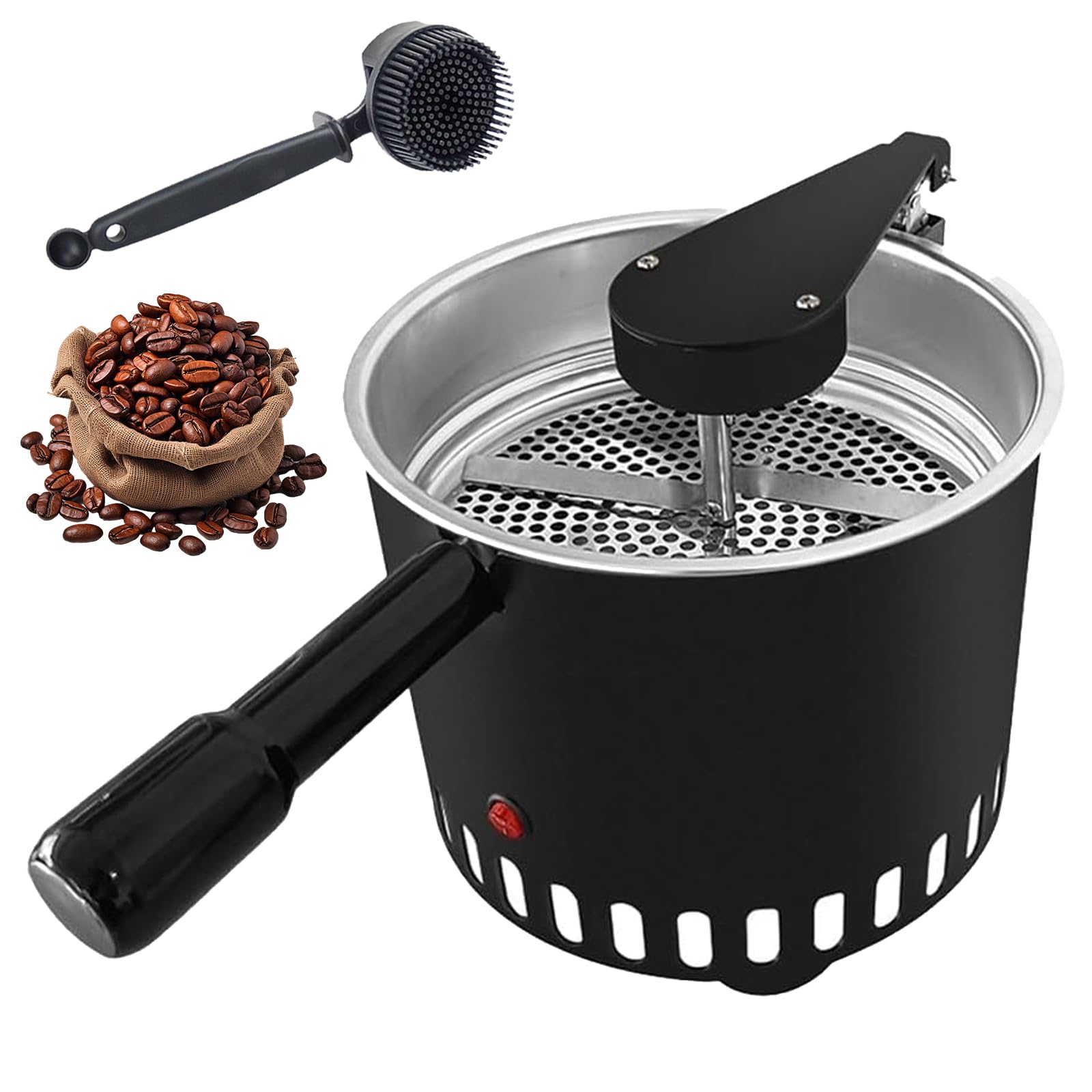 Raffreddatore elettrico per chicchi di caffè, 500 g, con rete in acciaio inossidabile, mescolatura automatica e spazzola di pulizia per un raffreddamento efficiente del caffè