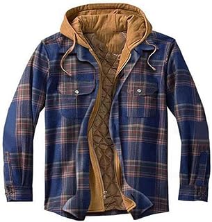 Yokbeer Sports Jackets for Men, Stylish Checked Jacket with Hood, Softshell Jacket, Windbreaker Jacket, Men's Coat, Functional Jacket, Zips, Padded Warm Winter Jacket