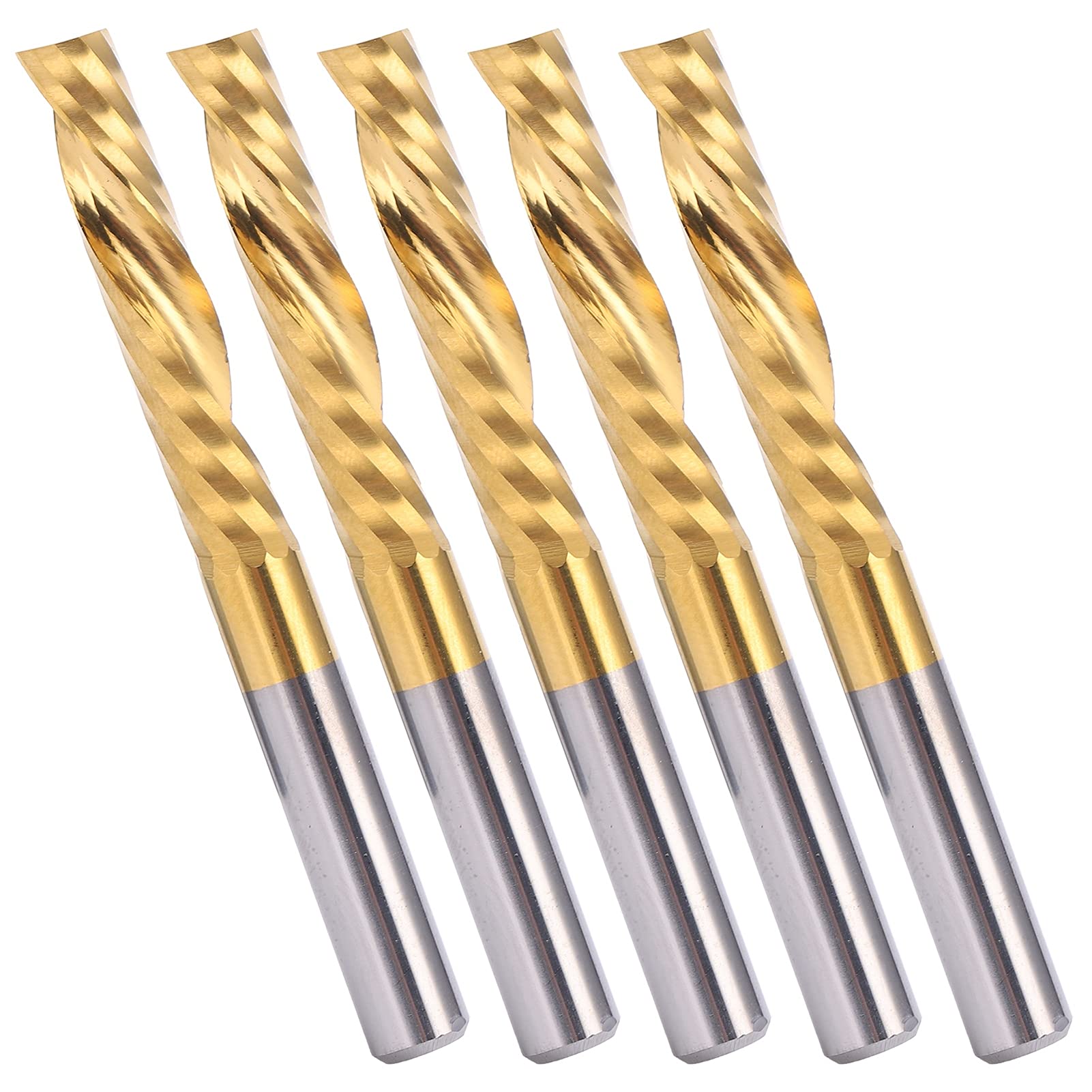 FTVOGUE 5-teiliges Spiralfräser-Set, 1/4 Zoll Schaft, Hochglanzpolierte