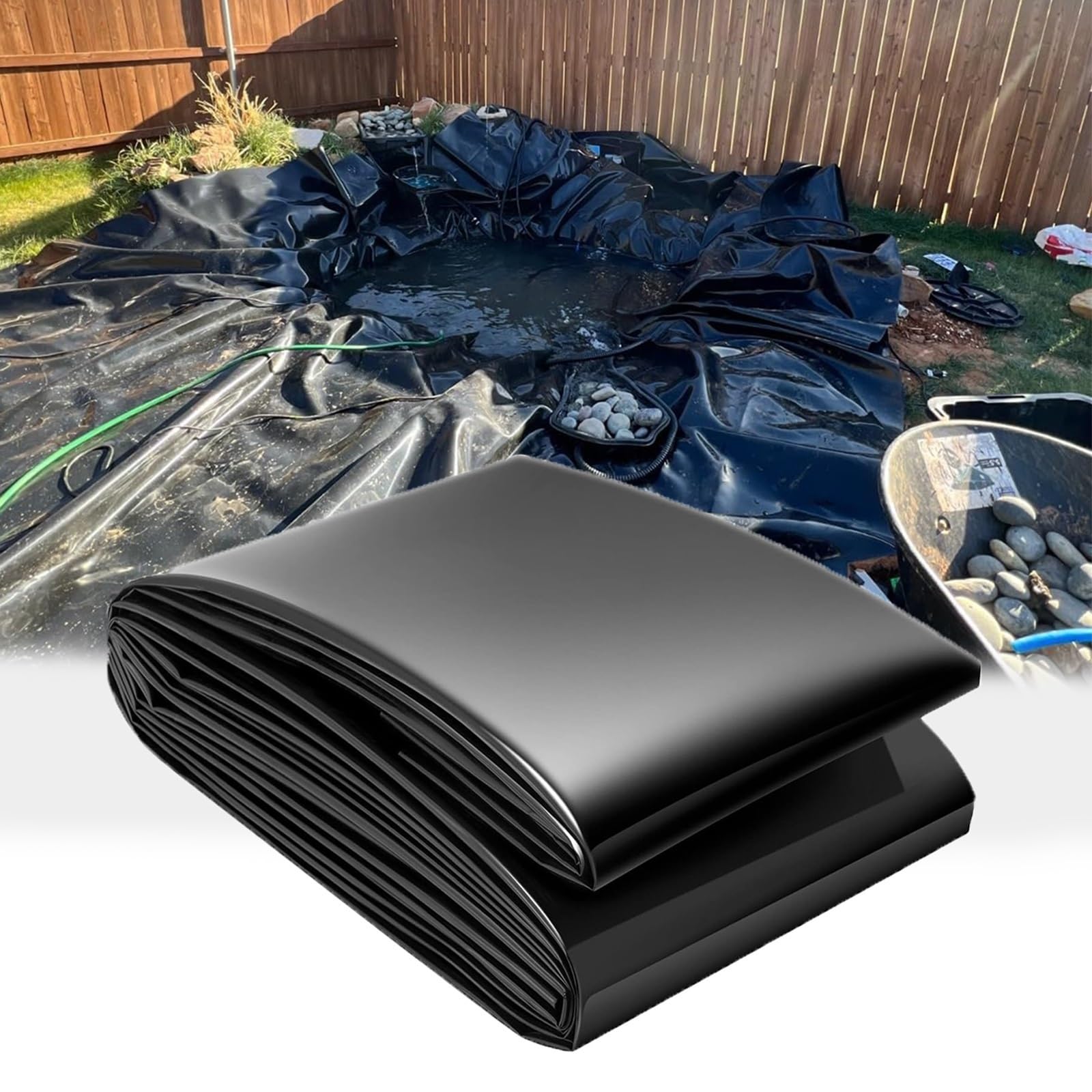 Telo per Laghetto Flessibile Membrana per Piscine Antiscivolo Rivestimento Rinforzata in Gomma per Piscine Cascate e paesaggistica 1x3 5x6 9x9 10x8 11x11 12x10 15x15m(3x3.0M)