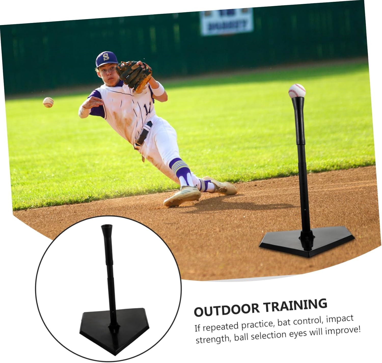 HANABASS 1pc Softball and Baseball Batting Tee for Outdoor Practice Ages for Backyard Park and School Training