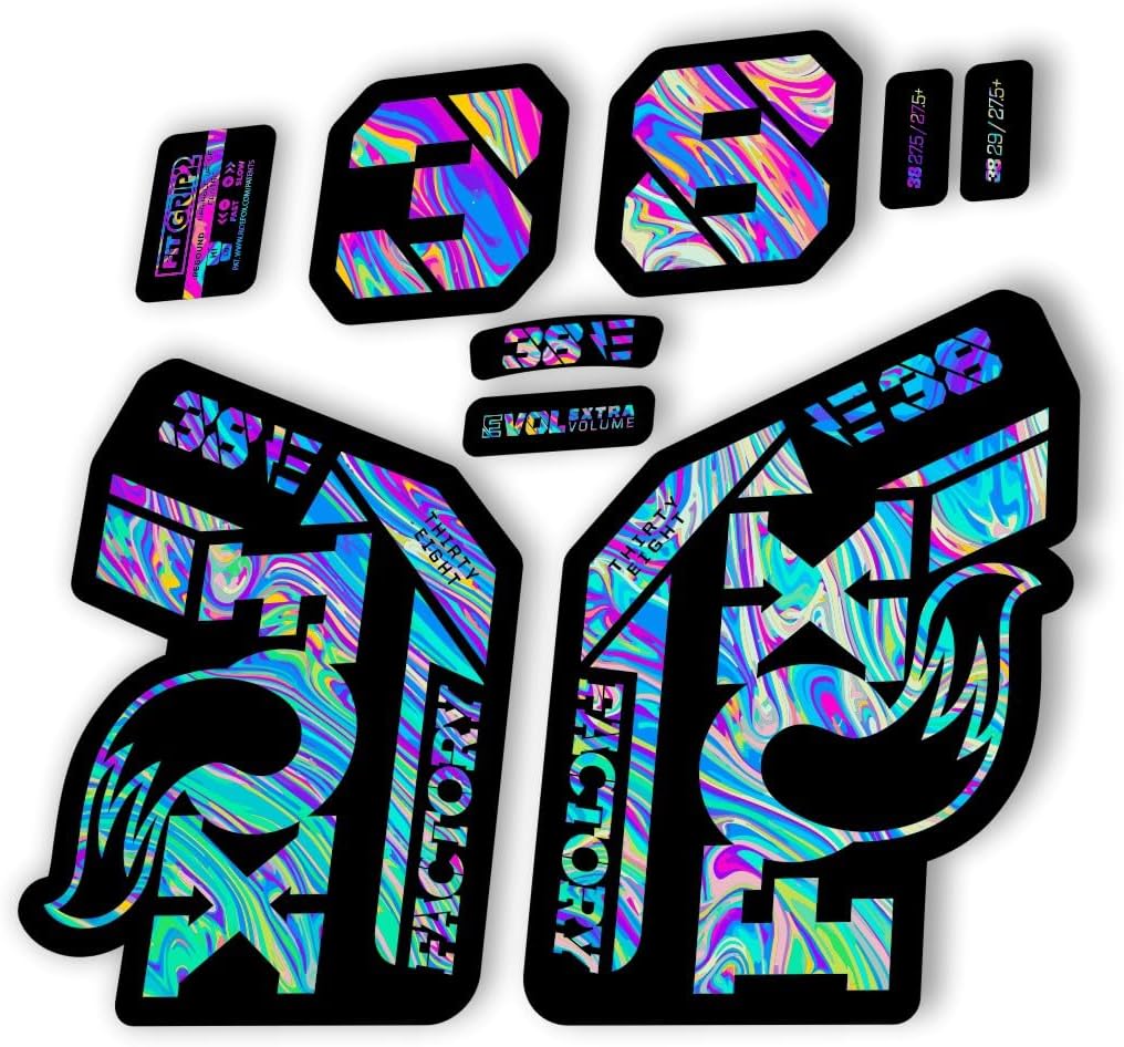 Fork Replacement Decal Sticker Compatibale for Fox 38 2021 E Bike Series Oil Slick 1 (Matte)