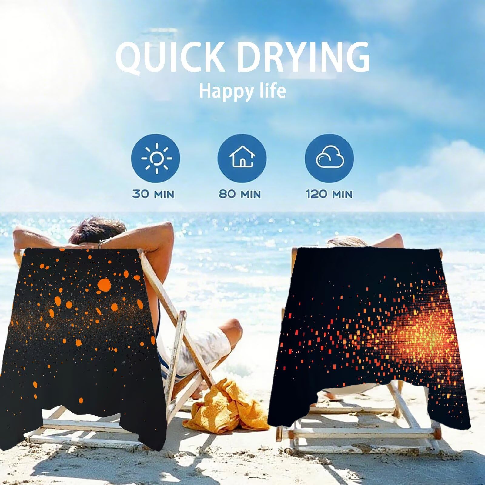 Ręcznik plażowy z mikrofibry 220 x 100 cm prześcieradło plażowe odporny na piasek czarny ręcznik plażowy XXL abstrakcyjny ręcznik plażowy szybkoschnący, miękki ultrachłonny szybkoschnący do podróży