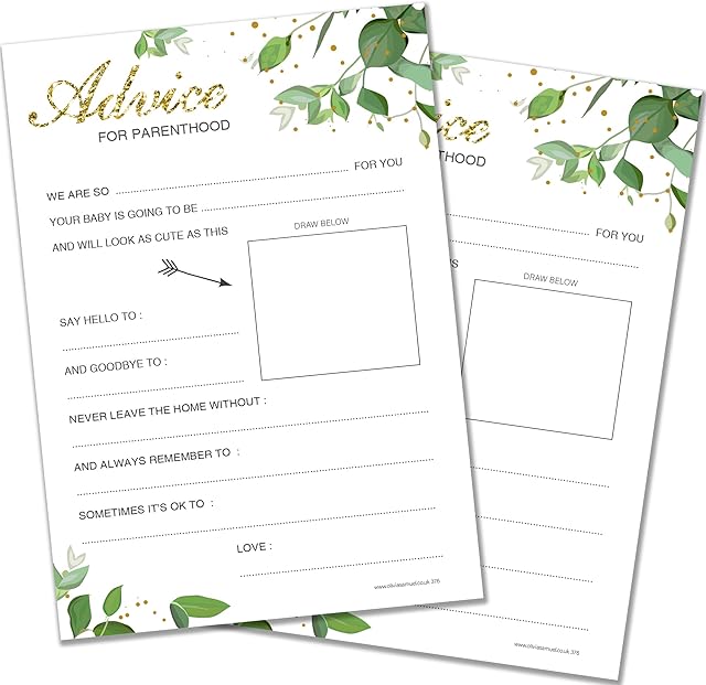 20 x Baby Advice Cards for Parenthood - Baby Shower Game - Botanicals Design