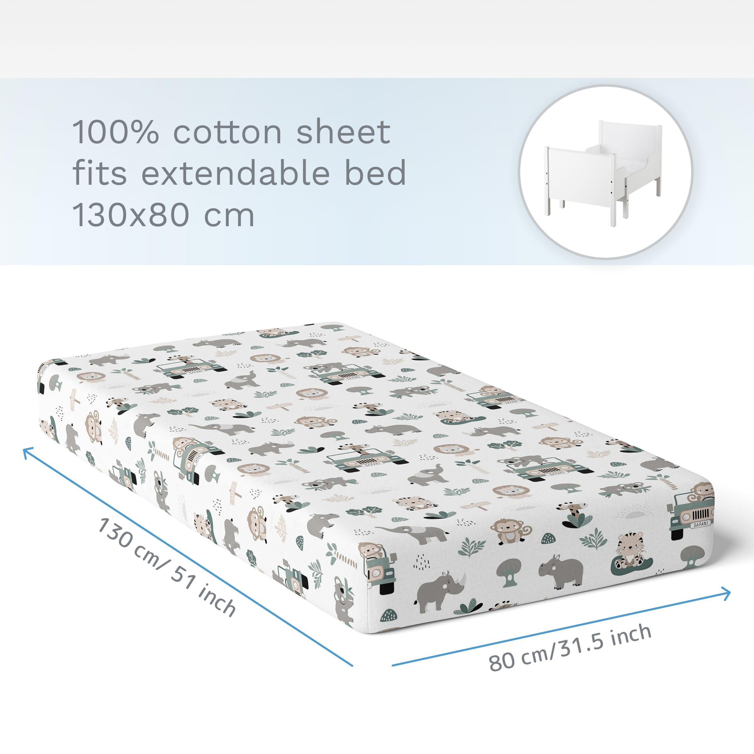Baby Comfort Nursery 100% Cotton Fitted Sheet fits 140x70 cm Cot Bed Mattress (Safari Cars) — view 110