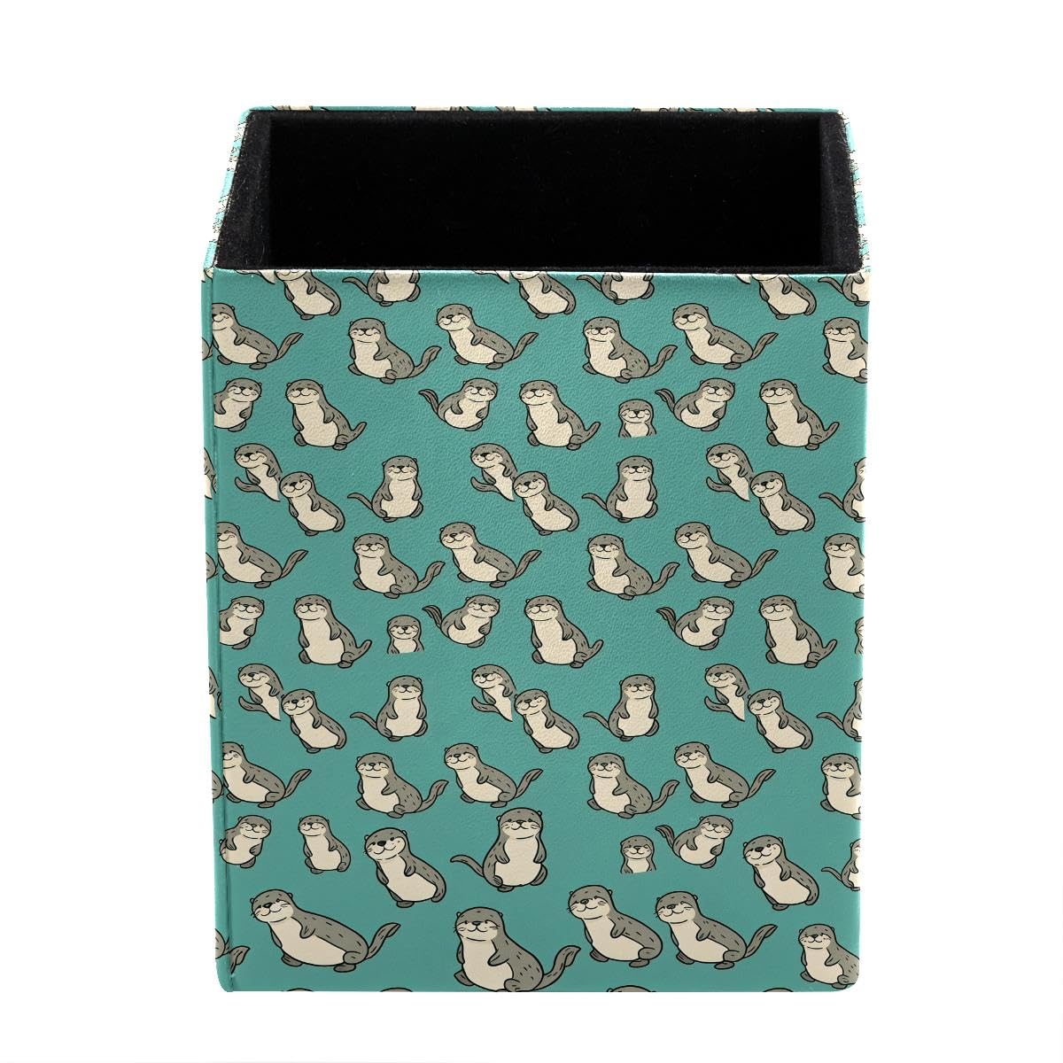 HEOEH Otter Pen Holder Pen Pot, Square Pencil Cup for Desk