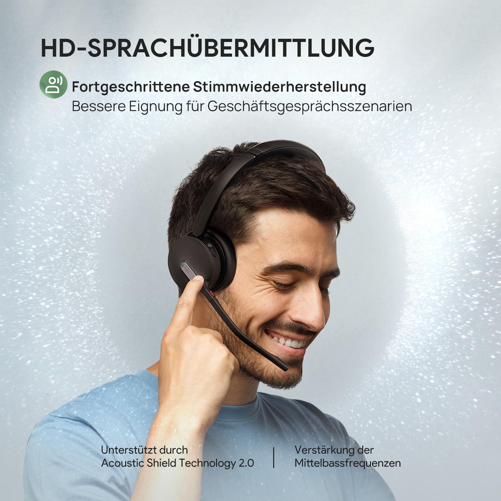 Yealink BH70 Bluetooth Headset mit Mikrofon für Homeoffice, Microsoft Teams Zertifiziertes Bluetooth Kopfhörer Kabellos bis zu 35h Sprechzeit, 3 KI Mikrofon Geräuschunterdrückung, 50m Funkreichweite