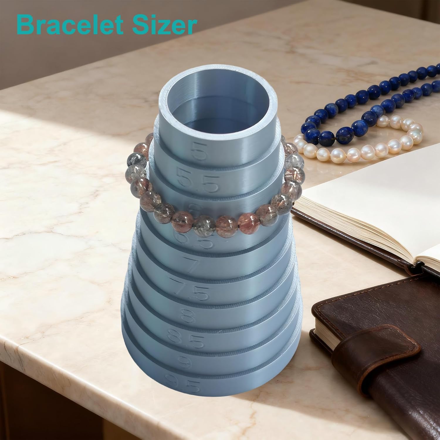 Bracelet Sizer Mandrel,Bracelet Sizer Measuring Tool,Bracelet Mandrel for Jewelry Making (Round Grey)