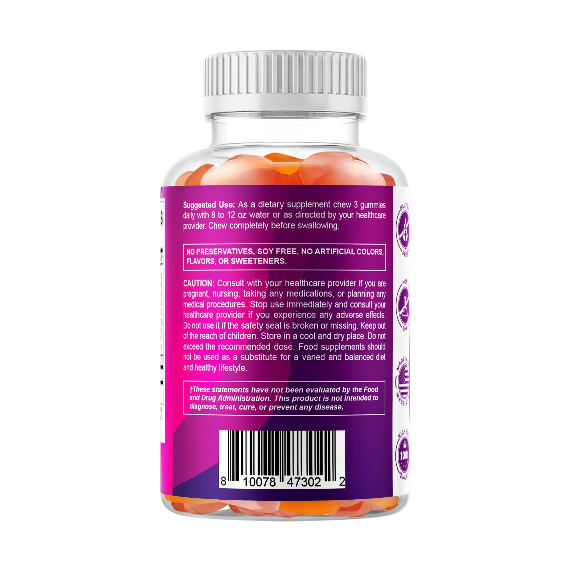 Vitamatic Extra Strength Prebiotic 7g Fiber, 60 Gummies - 2 Pack — Amazon image 9