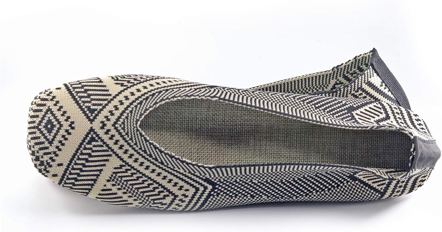 RVROVIC Women Flat Shoes Knitted Lightweight Slip-on Loafers Breathabel Soft Comfortable Ballet Flats