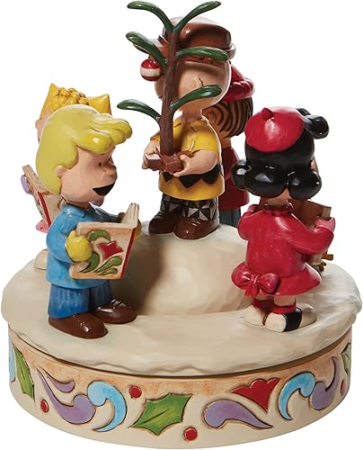 Miniatura 4 de Enesco Peanuts by Jim Shore The Gang Caroling Around The Gang - Figura giratoria a mano, 6.5 pulgadas, multicolor, rojo