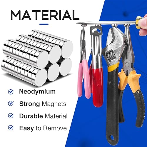 Miniatura 17 de Imanes para refrigerador, 50 unidades, redondos y pequeños, de neodimio de 0.39 x 0.12 pulgadas, para pizarra blanca, manualidades, bricolaje