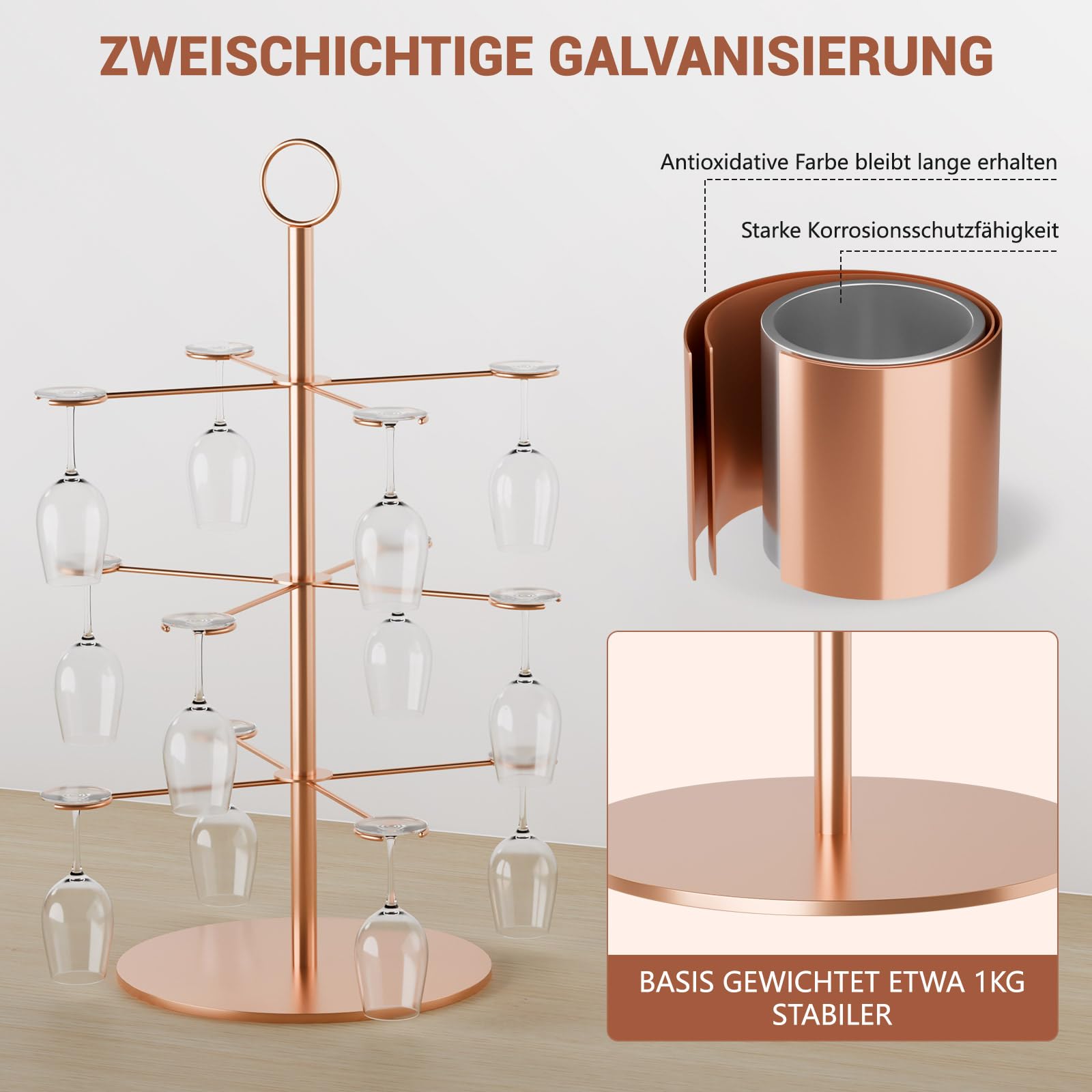 Getränke Tower, Aperol Tower Abnehmbar Champagner Turm, 3 Etagen 12 Gläser Aperol Baum Cocktailbaumständer, Metall Aperol Ständer Sarti Aperitif Weingläser Tum für Party, Hochzeiten, Kneipen, Zuhause