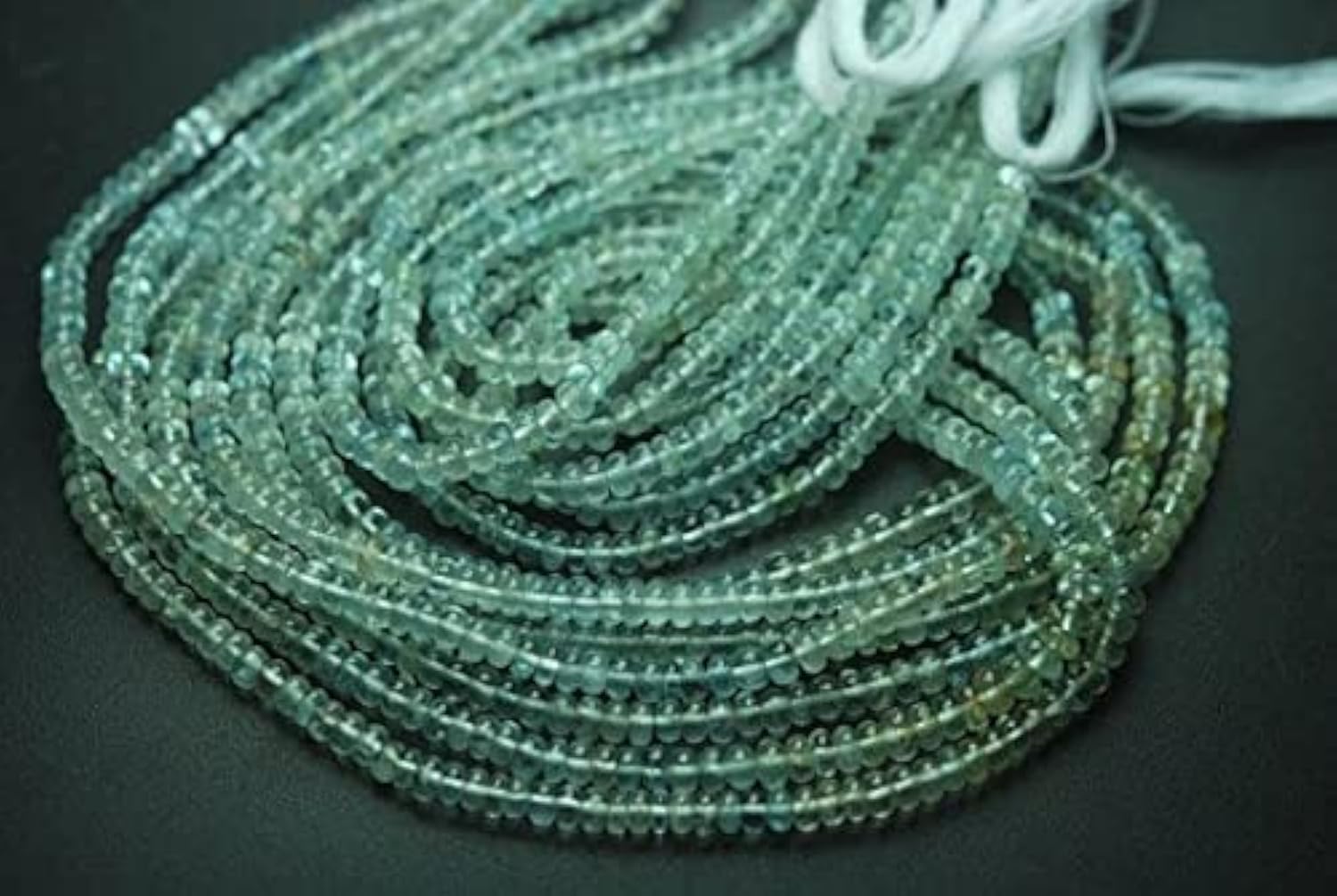 Aquamarine Smooth Polished Rondells de 3.5-4mm pour création de bijoux de 14 pouces