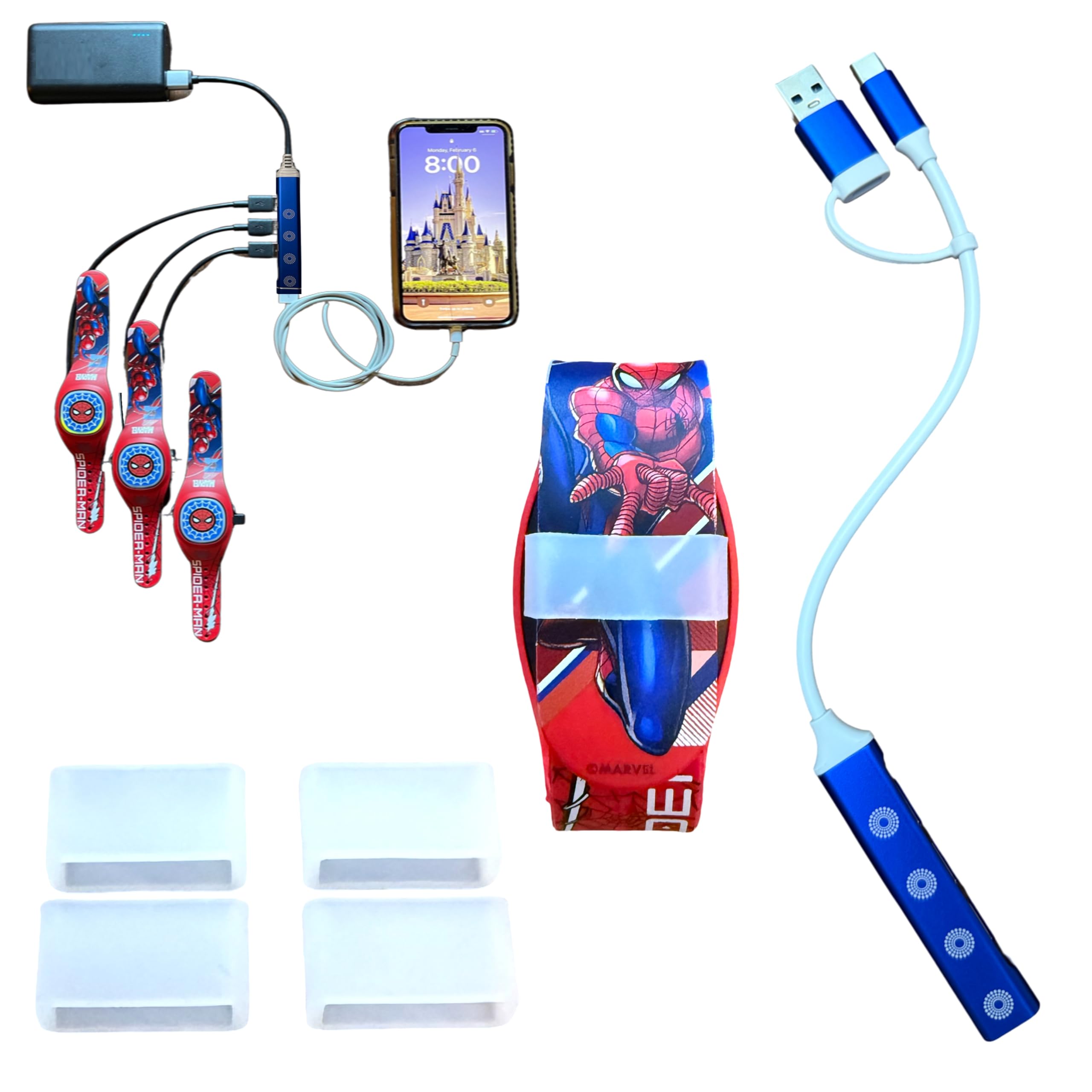 MultiCharger for MagicBand+, MagicBand + & Magic Band Compatible with FuelRod and Other External Battery. Disney World Accessories for Trip to Disneyland or Cruise (USB-A, 1-Pack)