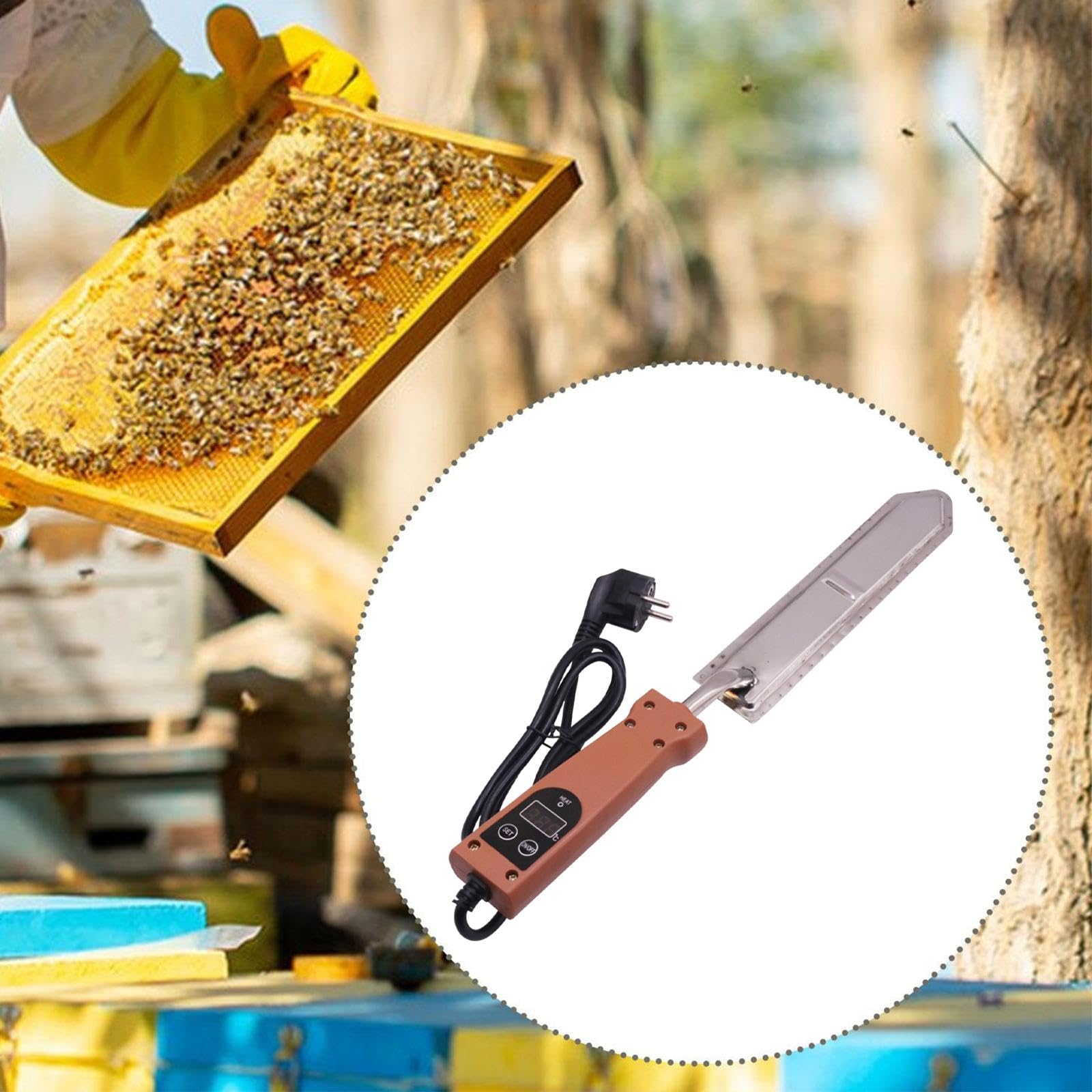 MagiDeal Cuchillo desoperculador eléctrico calentado en Caliente, Herramienta de Apicultura, Cuchillo para Miel con Control de Temperatura, Cortador de Miel