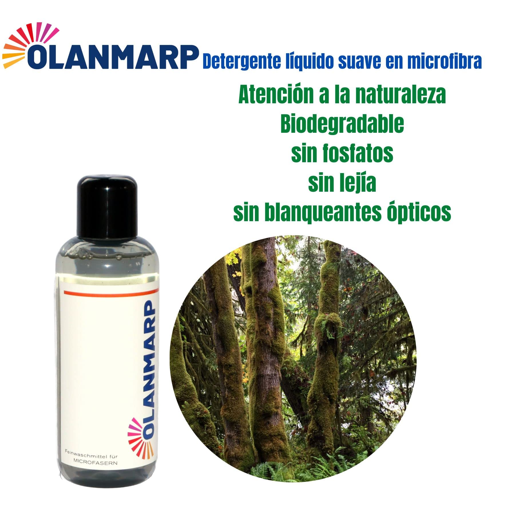 Detergente suave concentrado de microfibra – Detergente líquido para a mano + lavado a máquina (480 ml, sin red de lavado)