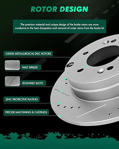 Miniatura 84 de Kits de frenos y rotores, rotores de freno SCITOO y 8 pastillas de cerámica para 08-12 para Chrysler Town & Country, 08-12 para Dodge Grand Caravan