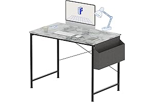 FLEXISPOT 40 Inch White Marble Computer Desk with Storage Bag