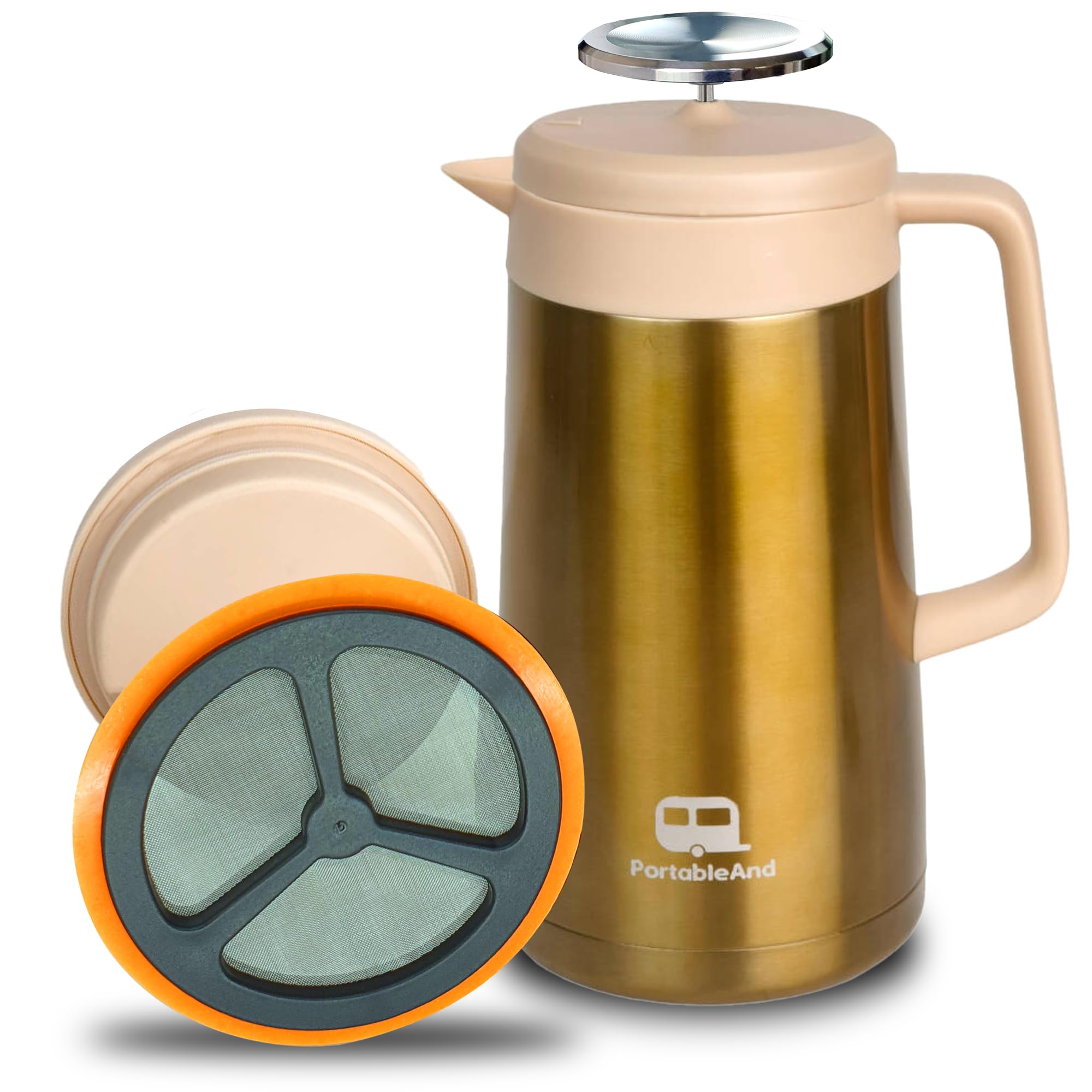 PortableAnd 34oz Double Vacuum Insulation Large Silicone French Press