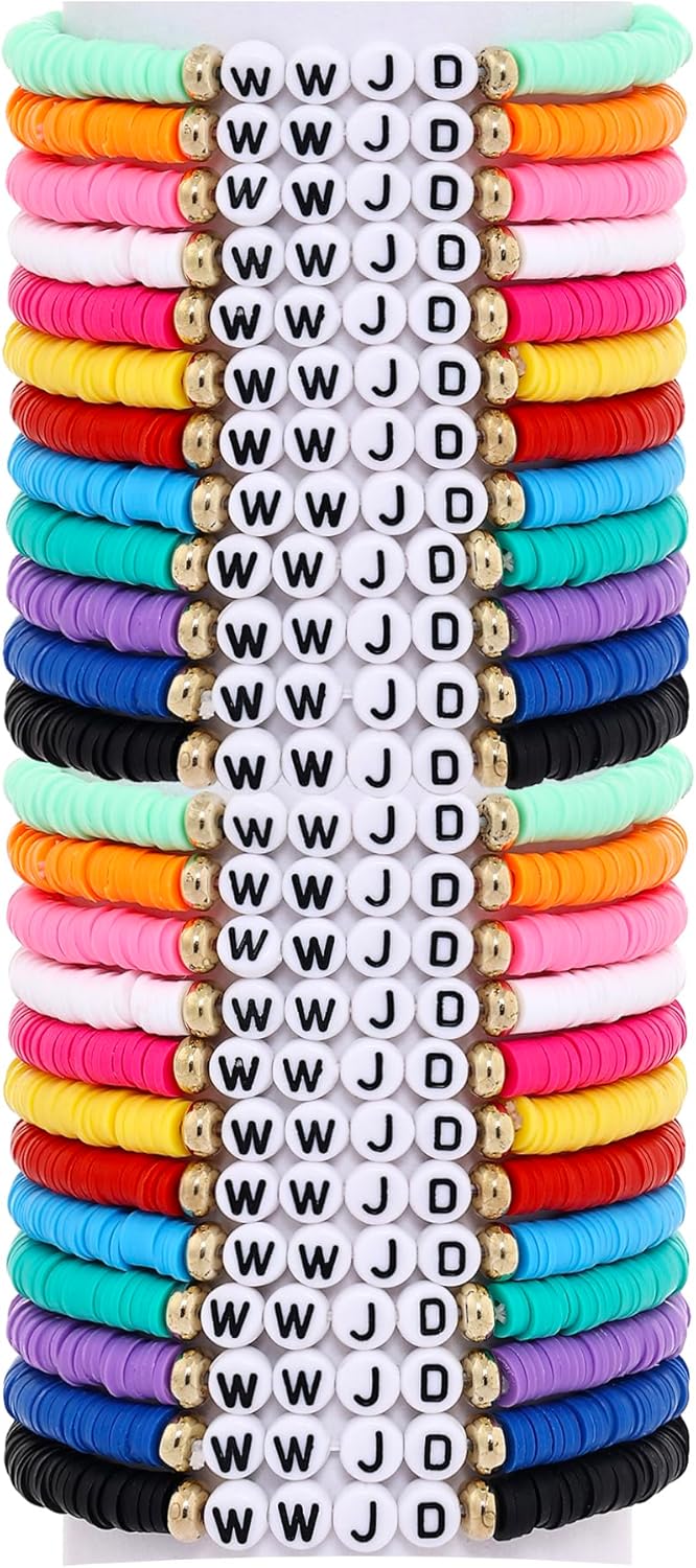 Taouzi 24Pcs 𝐉𝐞𝐬𝐮𝐬 𝐋𝐨𝐯𝐞𝐬 𝐘𝐨𝐮 Bracelets Bulk Handmade Clay Beads 𝐁𝐢𝐛𝐥𝐞 𝐕𝐞𝐫𝐬𝐞 Bracelets Christian Friendship Jewelry Xmas Gifts for Women - Image 2