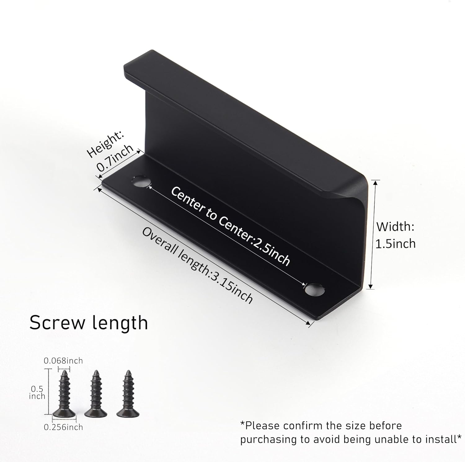 Finger Pull for Cabinets Kitchen Drawer knobs Low Profile Door Dresser Bathroom Long Cupboard Cabinet Pulls Handles Aluminum 10 Pack Black 3.15" Easy Installation