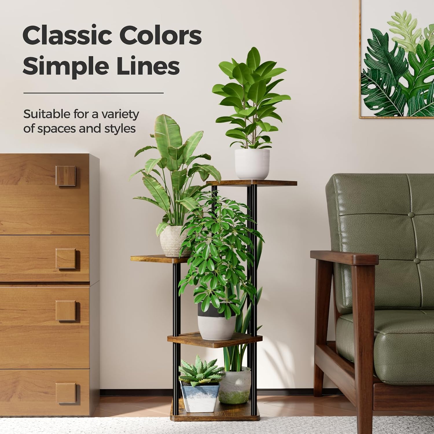 Bamworld Small Plant Stand Corner Plant Shelf for Indoor Plants image 3