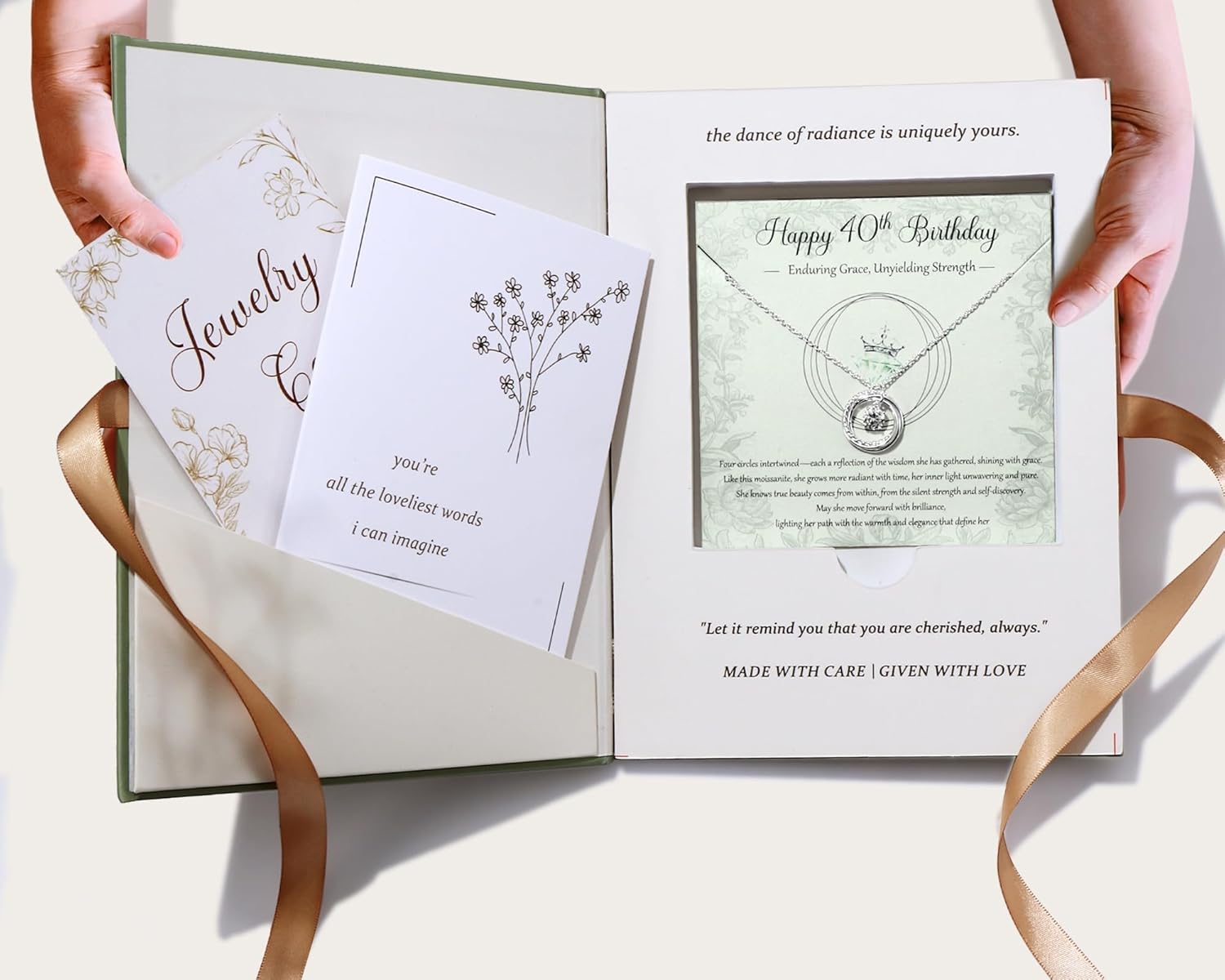 Krfy Birthday Gifts for Women Unique 925 Sterling Silver Necklace with Pearl 1ct Moissanite 30/40/50/60/70/80/90th Birthday Present for Mom Turning 30 40 50 60 70 80 90 Years Old Birthday Card for Her - Image 2