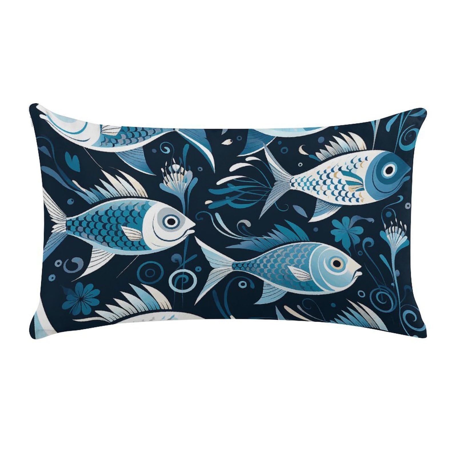 Cartoon Fish Print Pillow Cases for Sofa, Super Soft Plush Pillow Cover with Zipper, Luxury Cozy Pillow Shams for All Seasons, Lightweight Pillowcases for Bedroom, 12" X 20"