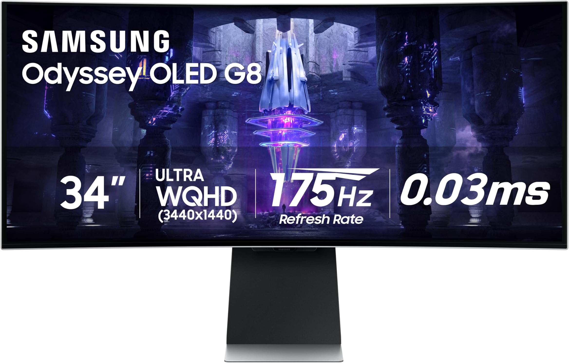 34' Odyssey G85SB Series QD-OLED Ultra WQHD Curved Gaming Monitor, 175Hz, 0.03ms, DisplayHDR True Black 400, AMD FreeSync Premium Pro, Advanced Game Streaming, LS34BG850SNXZA
