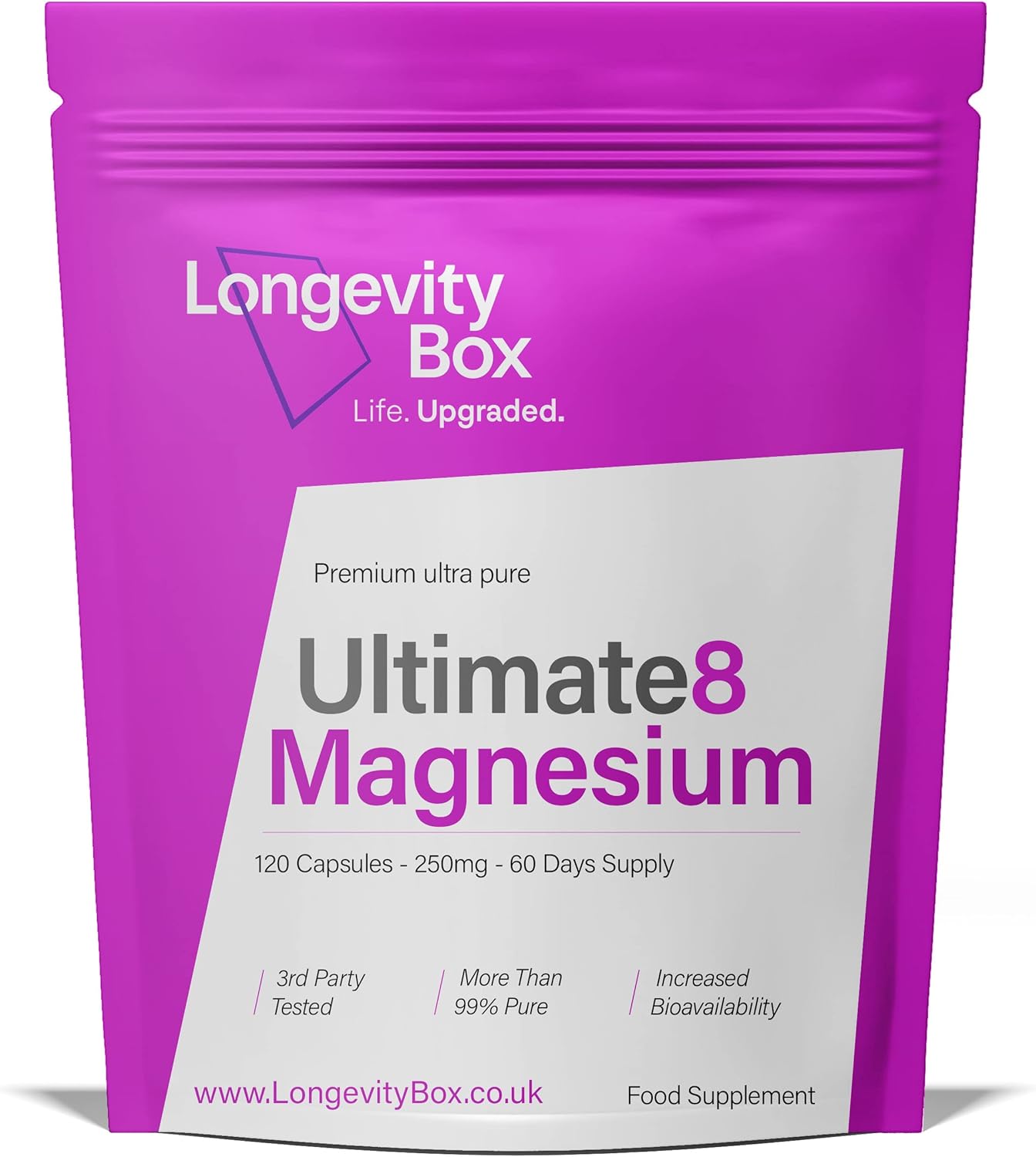 Pure Ultimate 8 Magnesium Complex Supplement 120 Capsules Glycinate, Citrate