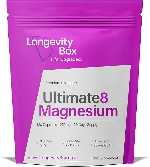 Pure Ultimate 8 Magnesium Complex Supplement | 120 Capsules | L-Threonate, Glycinate, Citrate, Chelate, Bisglycinate, Malate, Aspartate, Taurate | Calm and Sleep